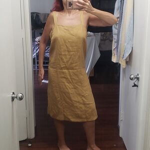 Saiko 100% linen tan golden tan sheath summer dress size XL